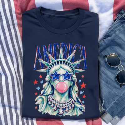 America Statue of Liberty Blowing Bubble Gum Shirt, 4th of July Shirts, 250th Anniversary Shirt, Independence Day Tee