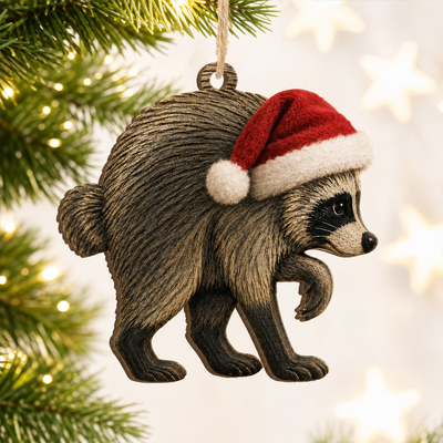 Jimothy Wooden Ornament, Viral Seattle Raccoon Christmas Decor, Custom Raccoon Christmas Ornament, Funny Wildlife Lover Gift, Jimothy the Raccoon Ornament