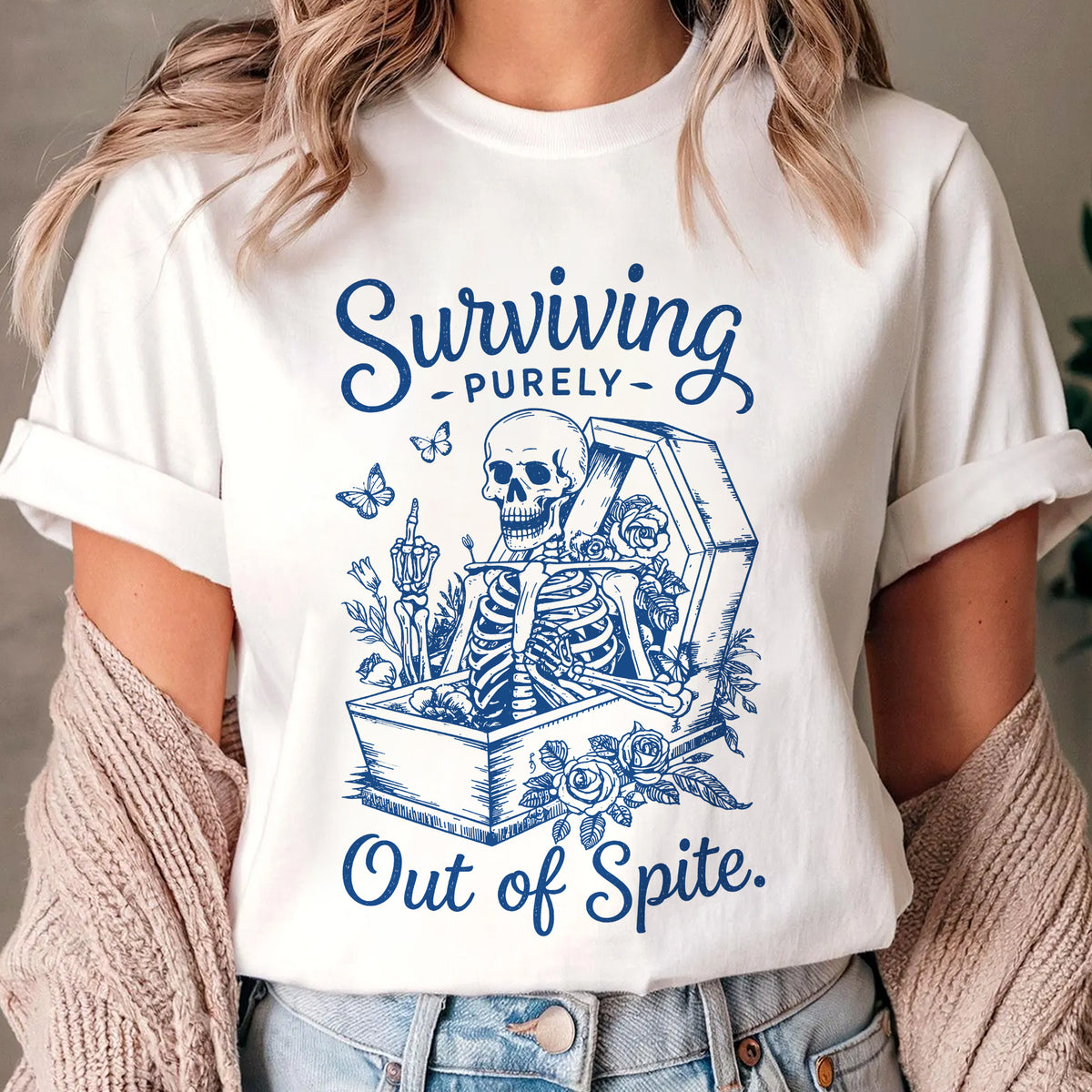 Surviving Purely Out Of Spite T-Shirt, Halloween Shirt Style Toile De Jouy, Gift For Halloween