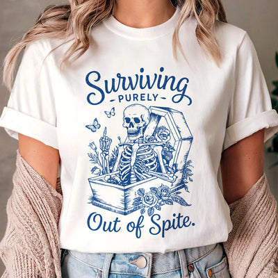 Surviving Purely Out Of Spite T-Shirt, Halloween Shirt Style Toile De Jouy, Gift For Halloween