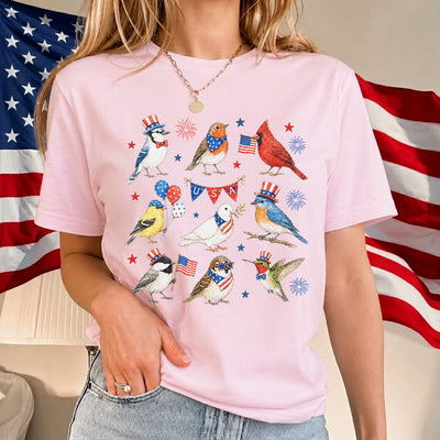 USA 250th Anniversary Bird T-Shirt, Patriotic American Birds Tee, Vintage Independence Day Animal Shirt