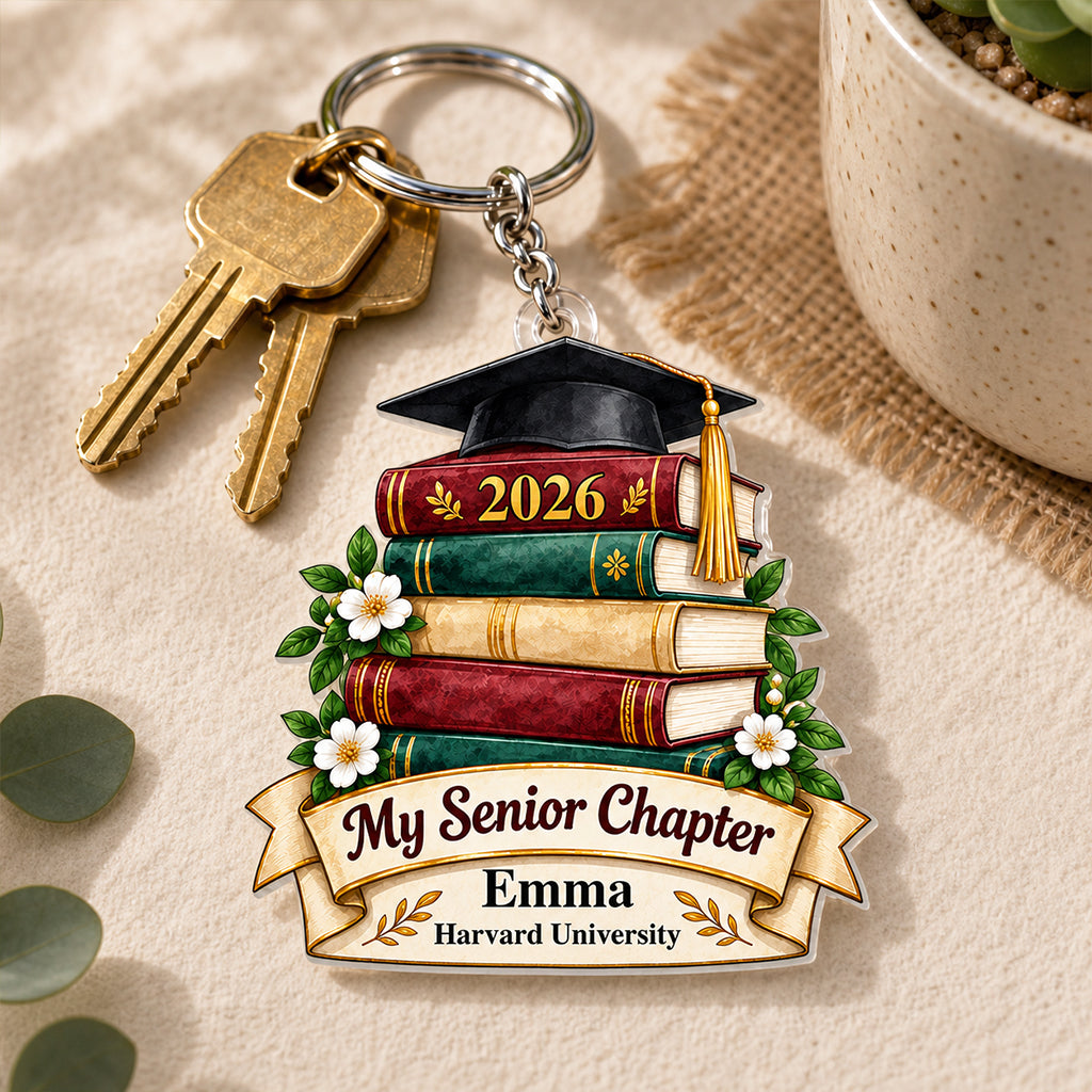 Stack of Books Senior Journey Keychain
