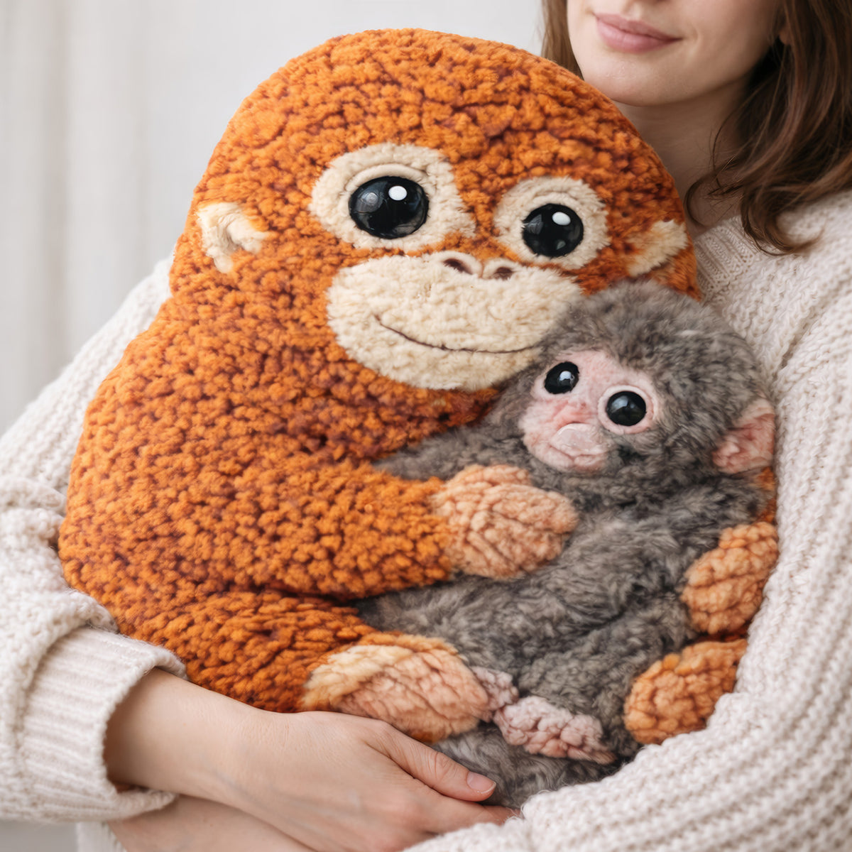 Little Punch Wrapped In A Loving Hug Pillow, Gift For Animal Lovers, Viral Punch Monkey Stuff