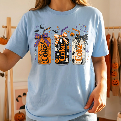 Spooky Sips And Halloween Vibes - Personalized T-shirt, Cute Halloween Soda Lover Graphic T-Shirt