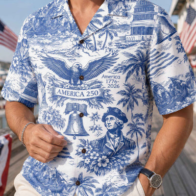America 250 Hawaiian Shirt 1776 - 2026, Vintage Patriotic Shirt, 250 Years of America Celebration Hawaii Shirt
