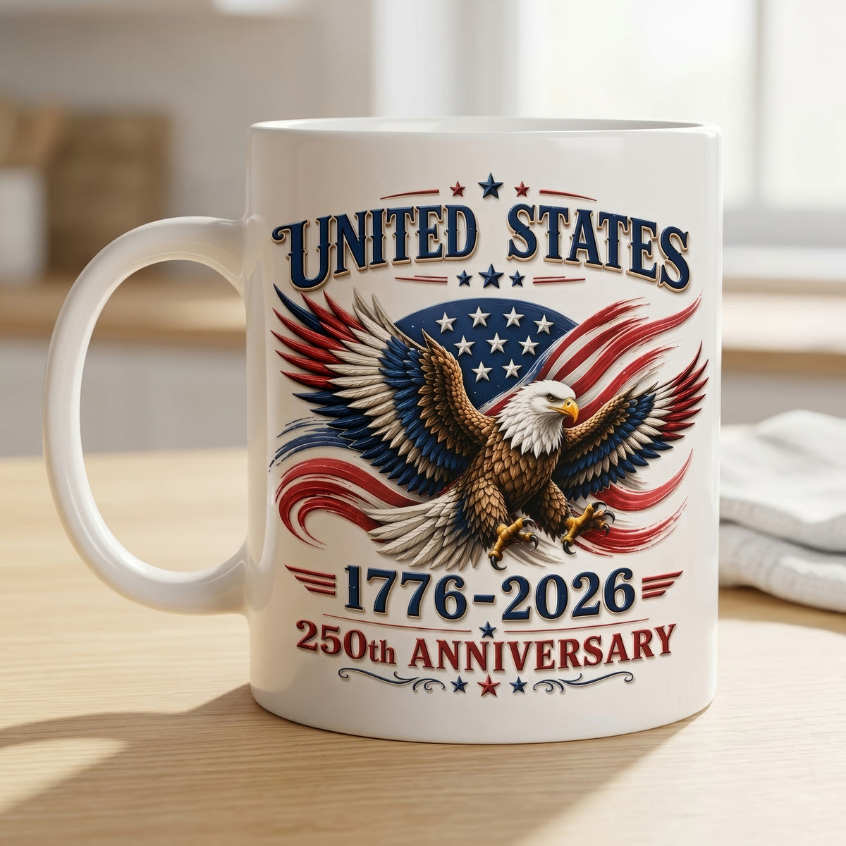 United States 250th Anniversary Eagle 3D Effect Mug, Anniversary Patriotic Eagle Mug, Happy Independence Day 3D Mug, Patriotic Eagle 1776–2026 3D Effect Mug