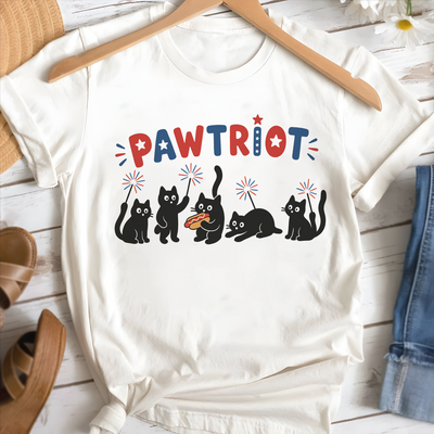 Pawtriot Cat 4th of July  Shirt, Funny Cats T-Shirt, Cat Lovers T-shirt, Gift for Cat Mom, USA Patriotic Tee