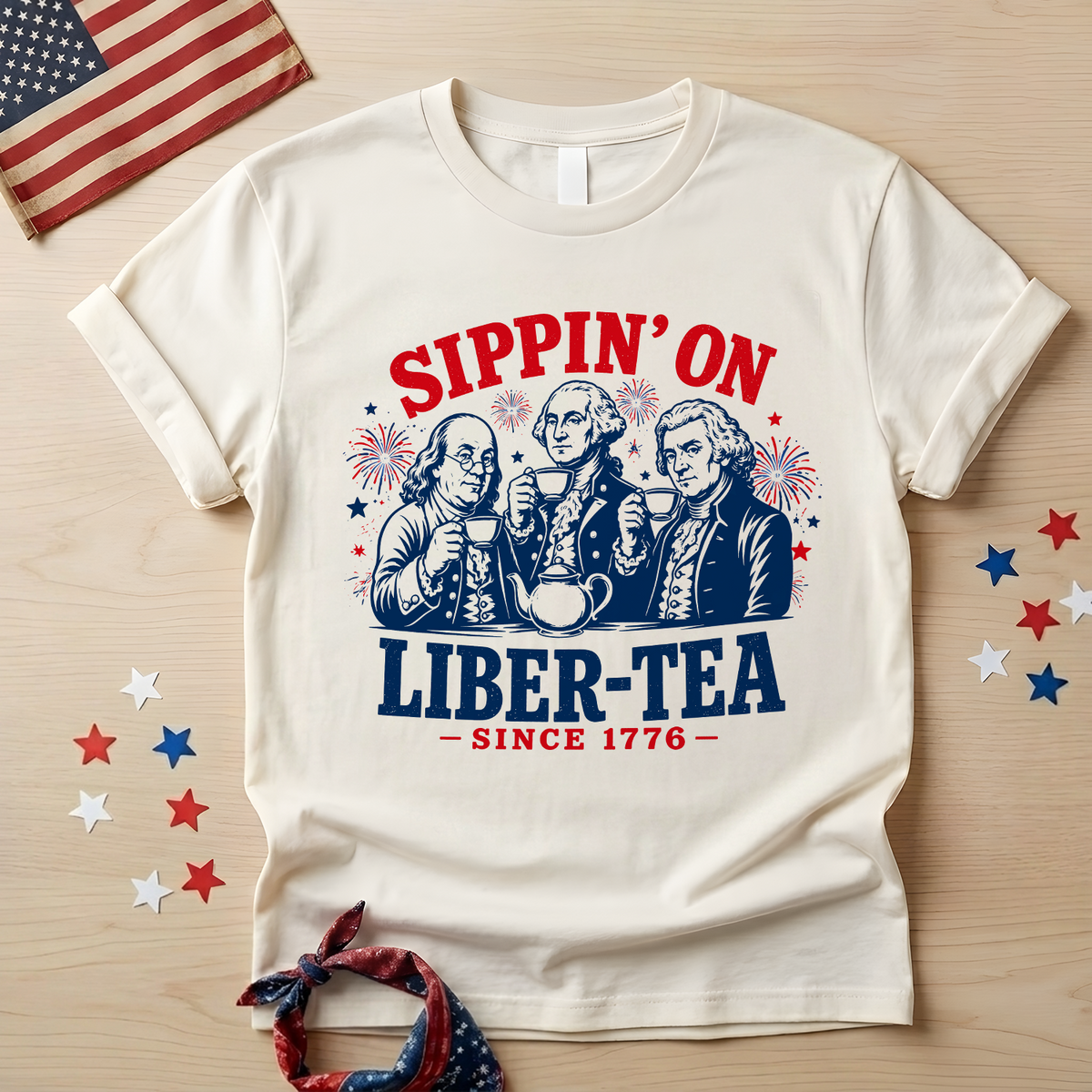George Washington Sippin On Liber-Tea Shirt, Funny Patriotic Tea Party Shirt, 4th of July Tee, Founding Fathers T Shirt, Liberty Tee