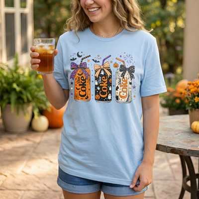 Spooky Sips And Halloween Vibes - Personalized T-shirt, Cute Halloween Soda Lover Graphic T-Shirt