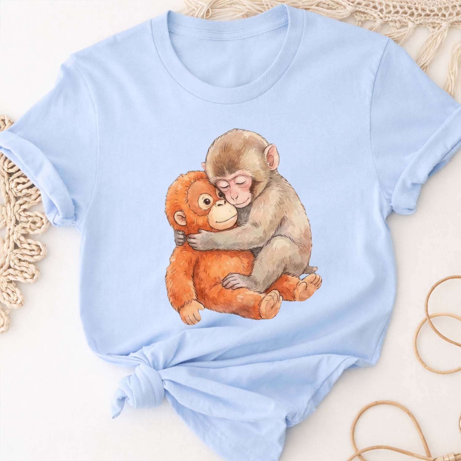 Monkey Punch Shirt, Monkey Punch Graphic Tee, Baby Monkey Plush Top, Mothers Day Tee, Animal Lover Mother Gift Cute Cozy Mom