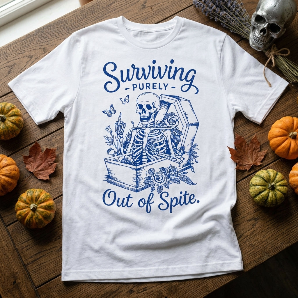 Surviving Purely Out Of Spite T-Shirt, Halloween Shirt Style Toile De Jouy, Gift For Halloween