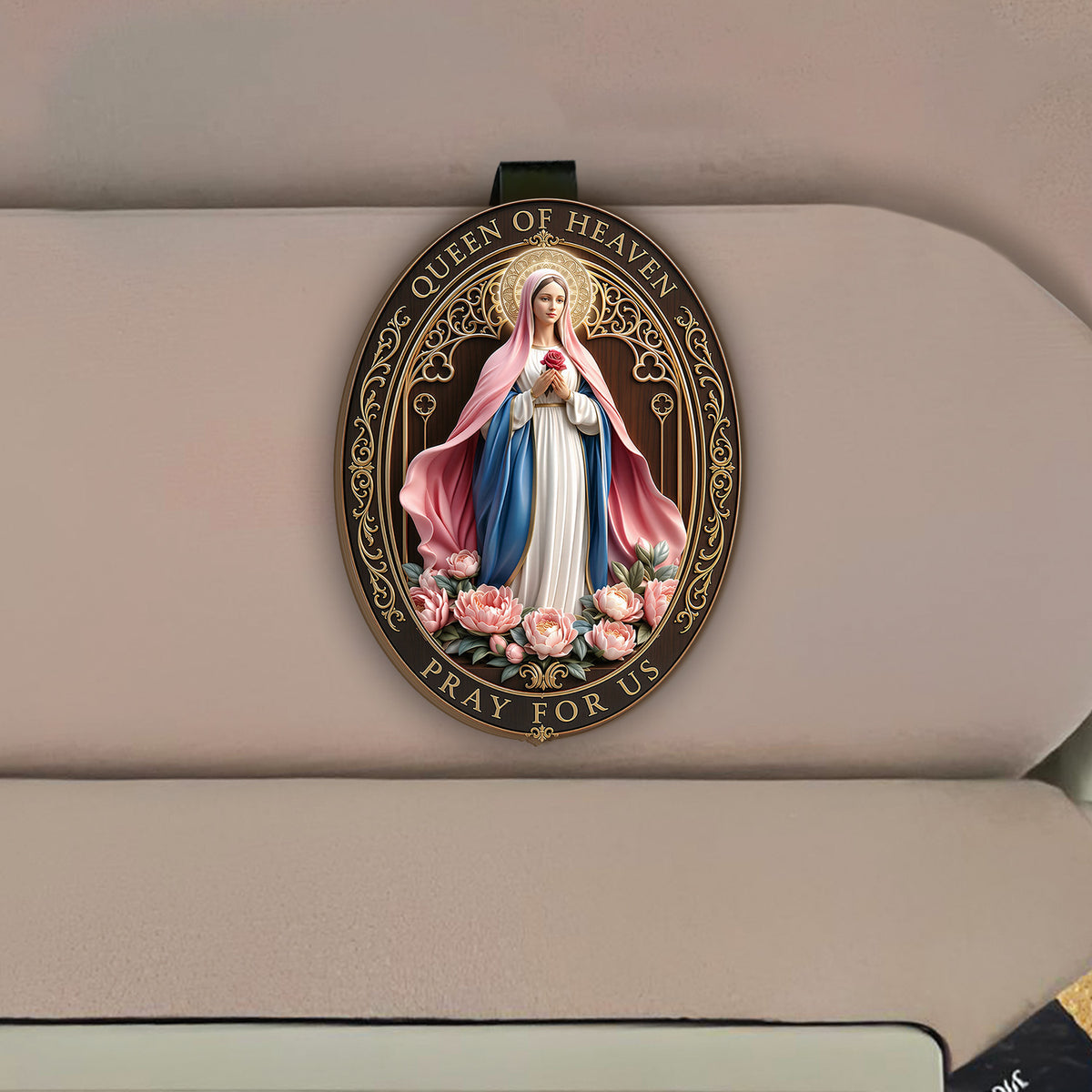Queen Of Heaven Pray For Us - Personalized Car Visor Clip, Catholic Gift for Mom, Faith &amp; Protection Gift