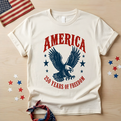 America Eagle T-shirt, 250th Anniversary Tee, Patriotic Western Shirt, 250 Years of Freedom T-Shirt, Fourth of July Shirt