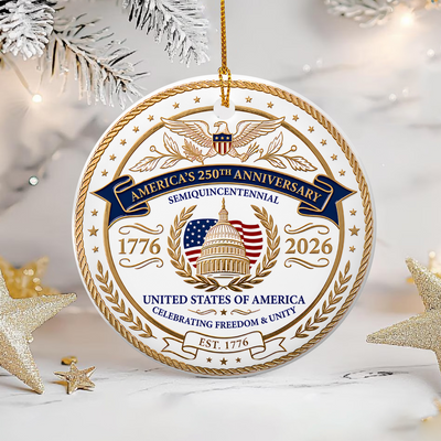 Celebrating 250 Years of Freedom – Personalized Ornament, Patriotic American Eagle Keepsake, 1776–2026 Semiquincentennial Gift