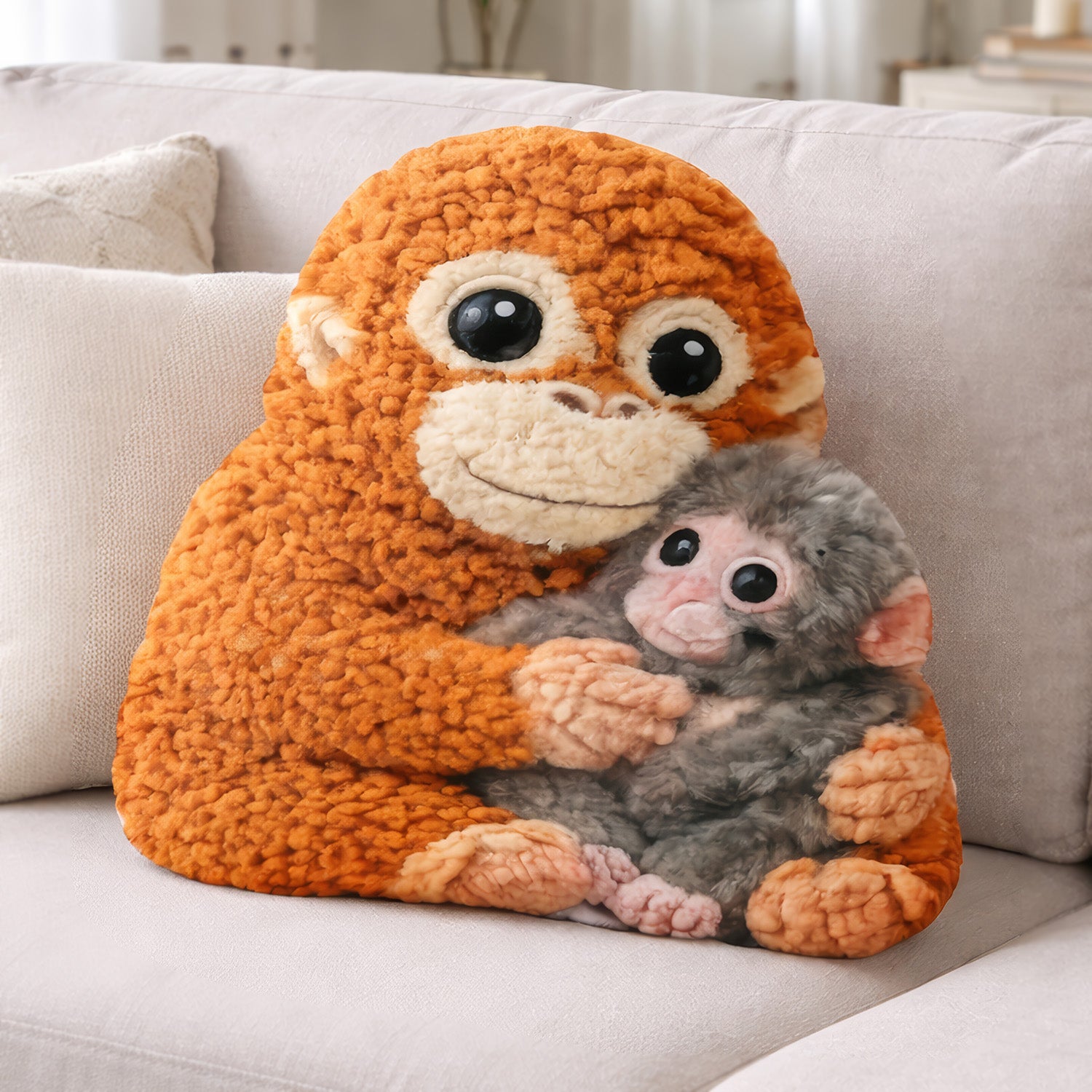 Little Punch Wrapped In A Loving Hug Pillow, Gift For Animal Lovers, Viral Punch Monkey Stuff