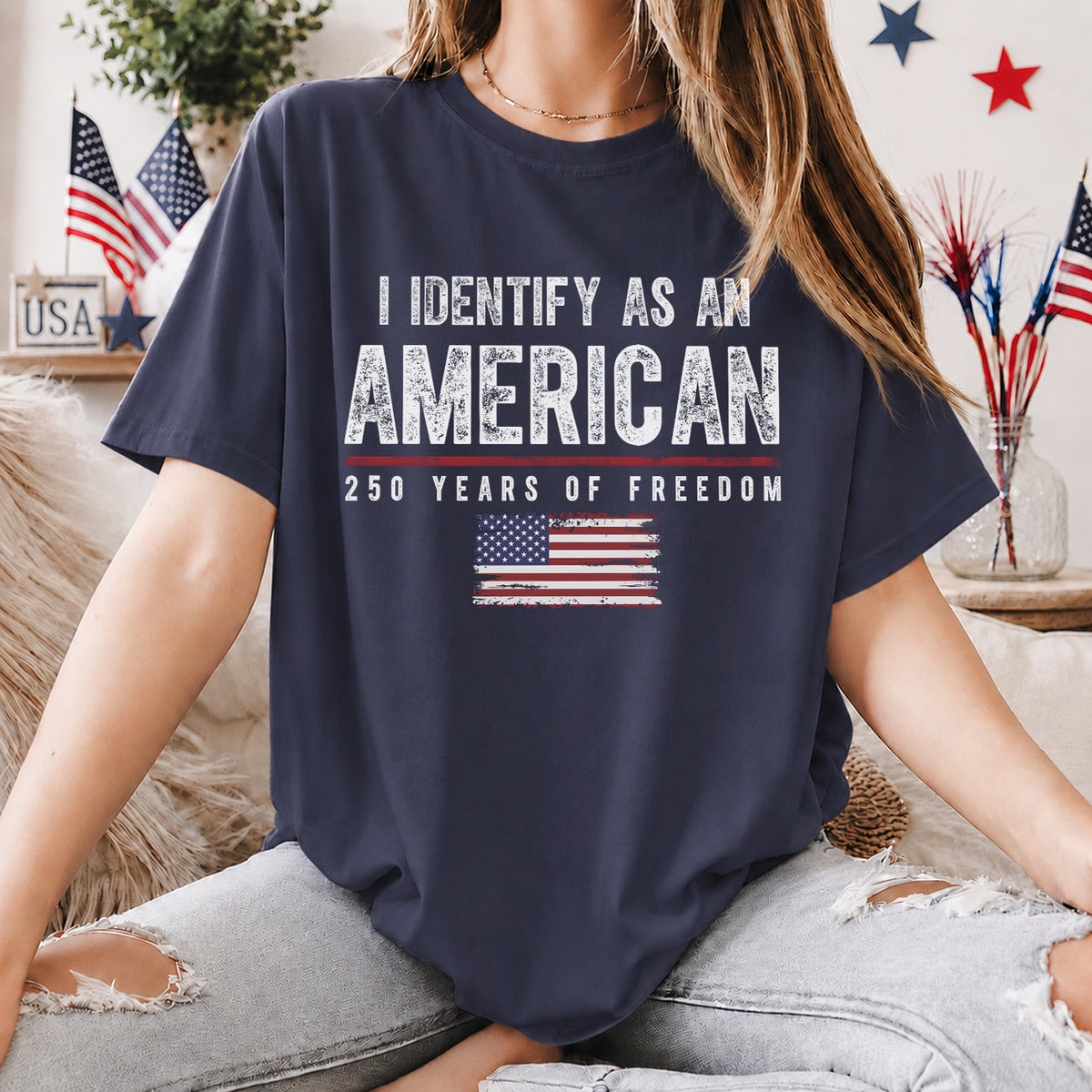I Identify As An American T-Shirt,  America 250th Anniversary Gifts For Men And Women