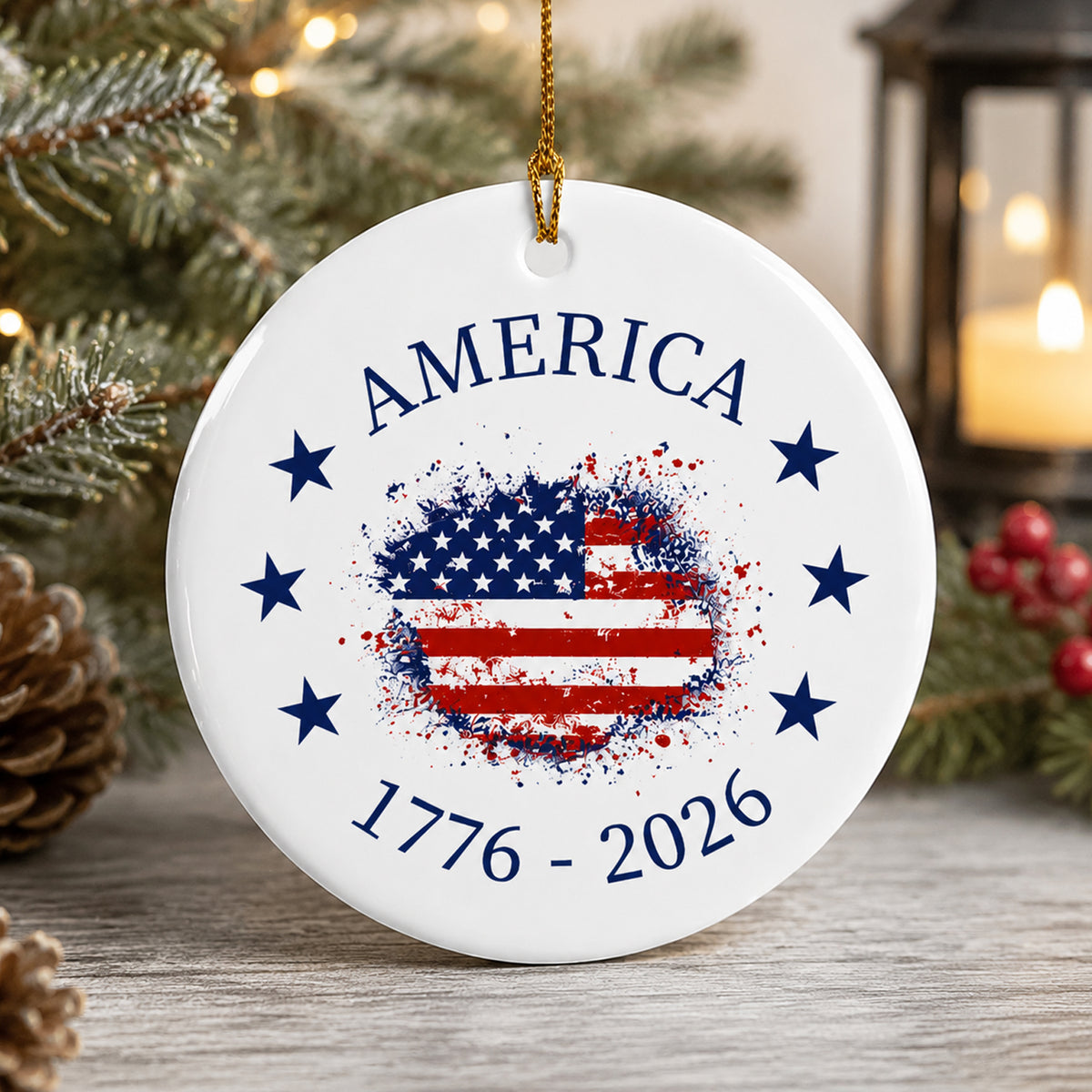 Proud To Be American Ornament, United States Christmas Keepsake, Patriotic Gift for Family