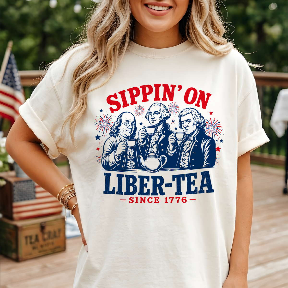 George Washington Sippin On Liber-Tea Shirt, Funny Patriotic Tea Party Shirt, 4th of July Tee, Founding Fathers T Shirt, Liberty Tee