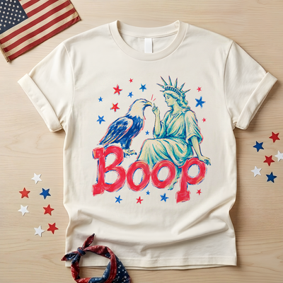 Funny Statue of Liberty Eagle Shirt, Boop Patriotic Boop Tee, Fourth of July USA Shirt, Liberty and Eagle Graphic Tee