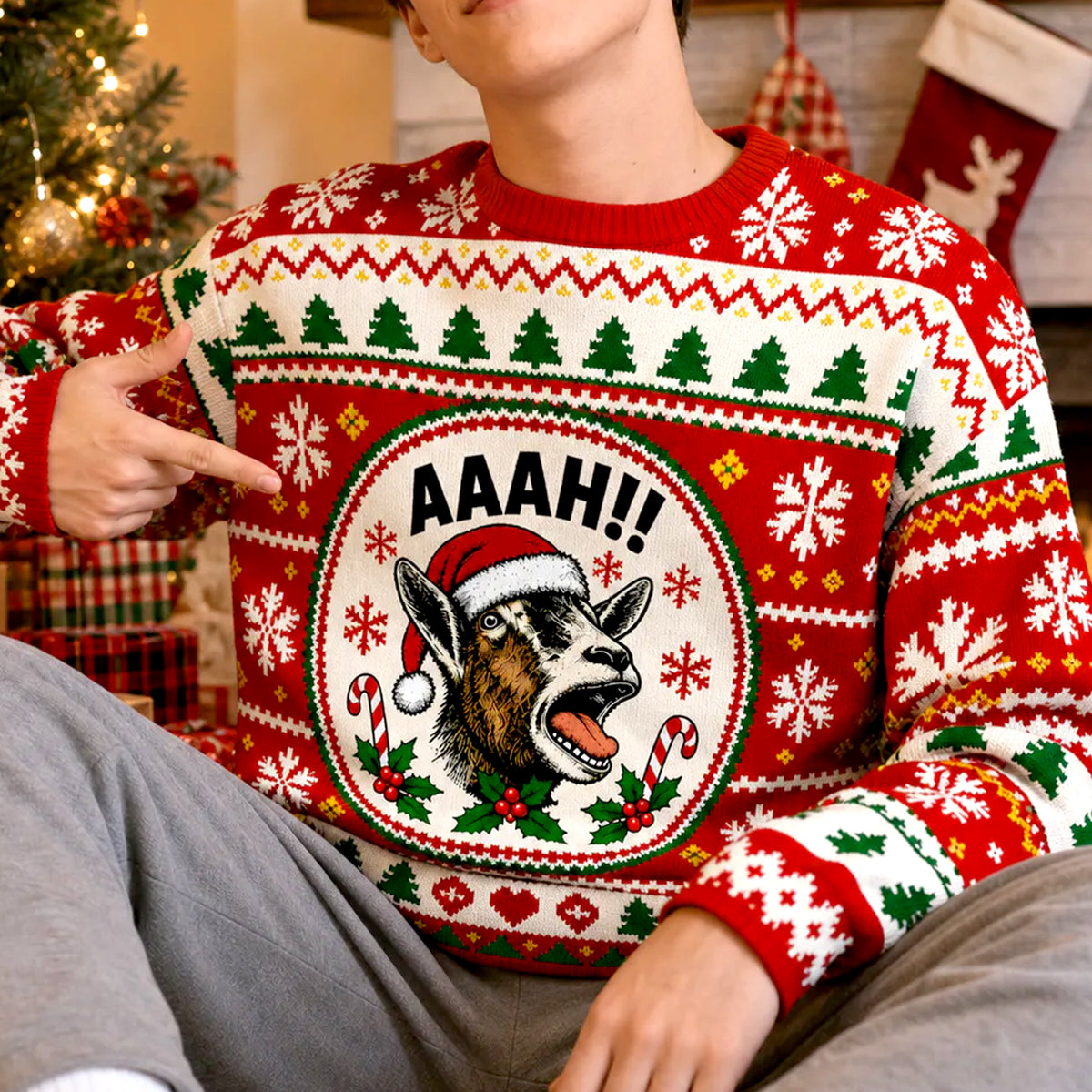 Barking Through The Holidays - Personalized Wool Sweater , Funny Ugly Christmas Sweater, Hilarious Holiday Sweatshirt