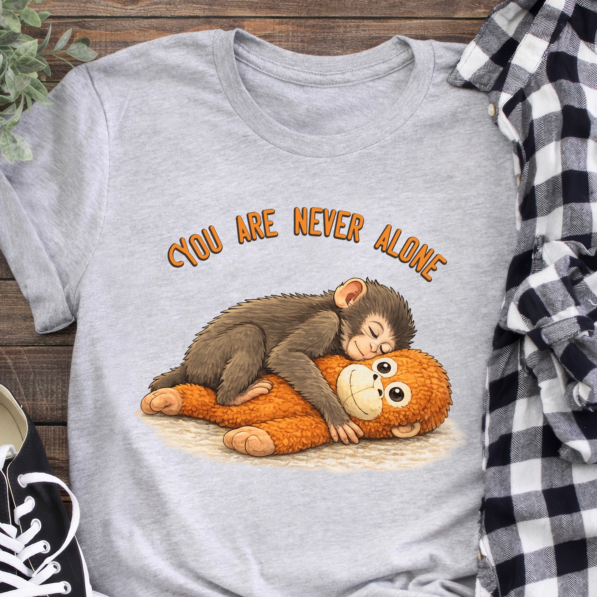Punch Monkey You Are Never Alone - Personalized T-shirt, Gift For Animal Lovers, Team Punch Gift