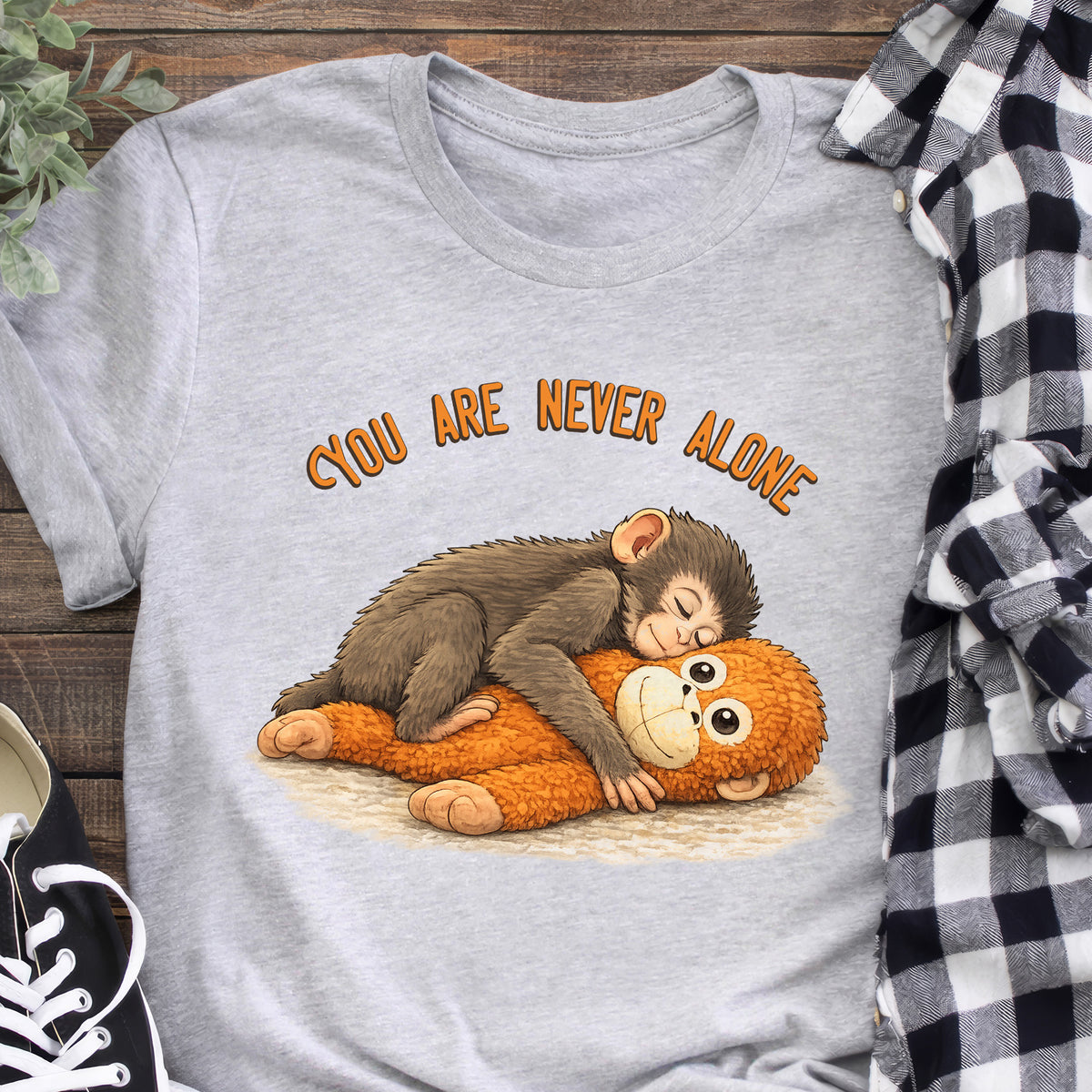 Punch Monkey You Are Never Alone - Personalized T-shirt, Gift For Animal Lovers, Team Punch Gift