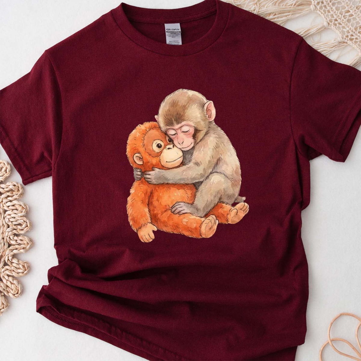 Monkey Punch Shirt, Monkey Punch Graphic Tee, Baby Monkey Plush Top, Mothers Day Tee, Animal Lover Mother Gift Cute Cozy Mom