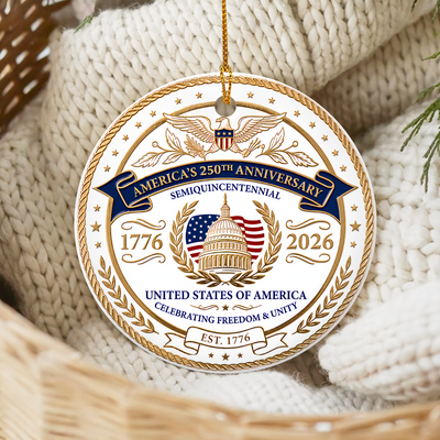 Celebrating 250 Years of Freedom – Personalized Ornament, Patriotic American Eagle Keepsake, 1776–2026 Semiquincentennial Gift