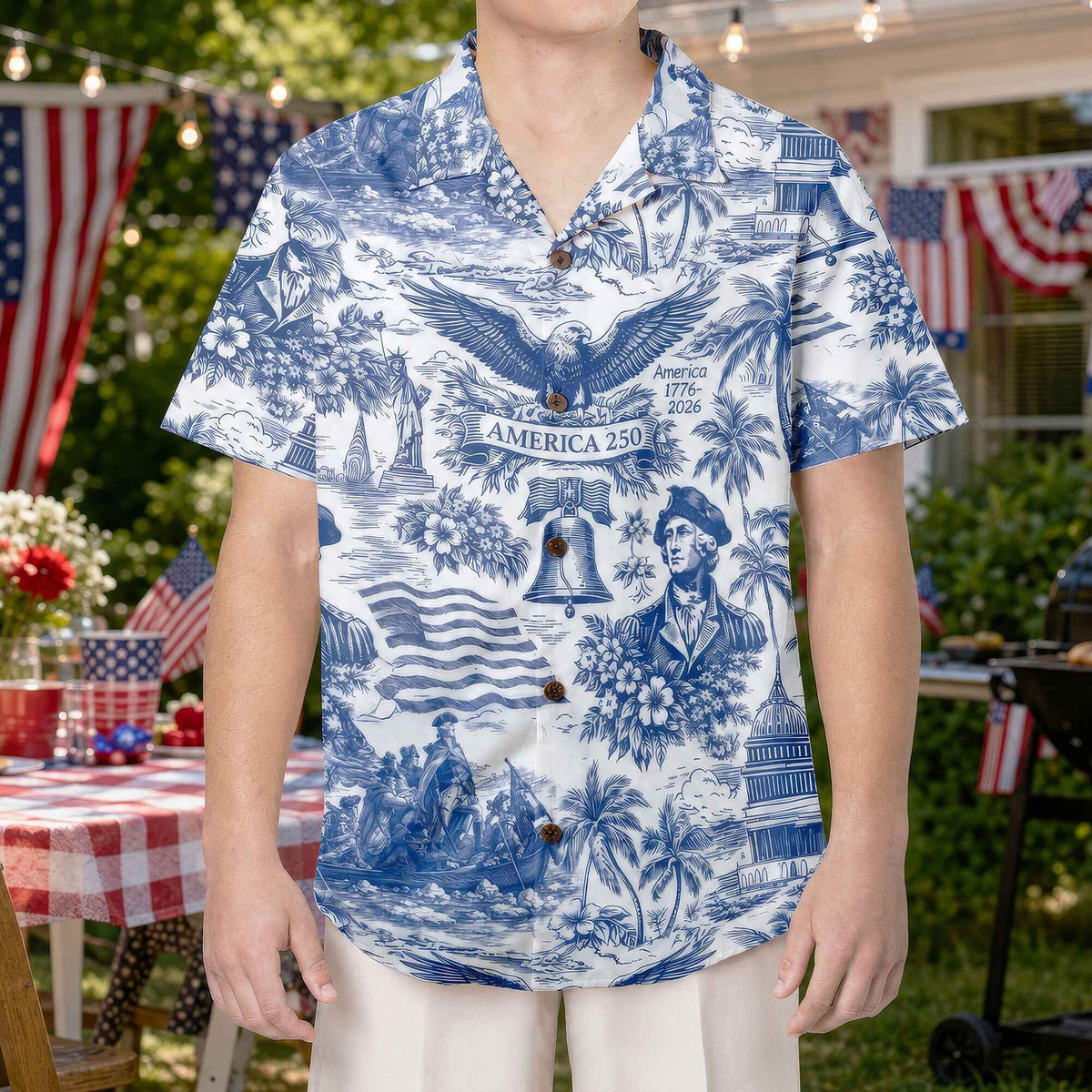 America 250 Hawaiian Shirt 1776 - 2026, Vintage Patriotic Shirt, 250 Years of America Celebration Hawaii Shirt