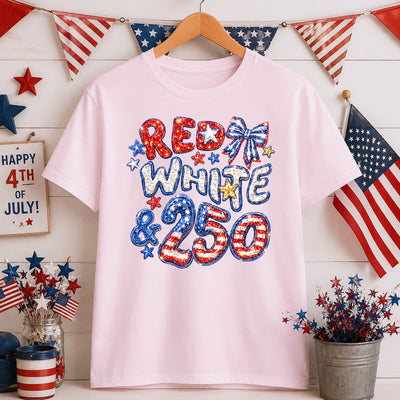 250th Anniversary Shirt, Red White & 250 Patriotic Tee, 1776-2026 USA Semiquincentennial Shirt, 4th of July American Flag T-Shirt