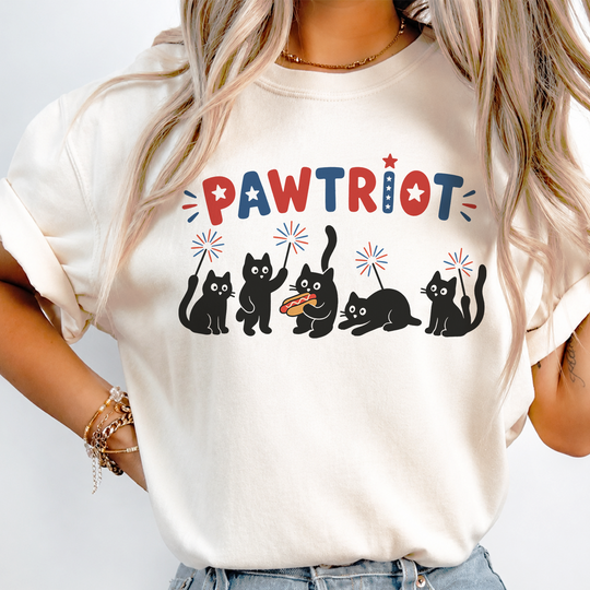 Pawtriot Cat 4th of July  Shirt, Funny Cats T-Shirt, Cat Lovers T-shirt, Gift for Cat Mom, USA Patriotic Tee