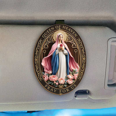 Queen Of Heaven Pray For Us - Personalized Car Visor Clip, Catholic Gift for Mom, Faith & Protection Gift