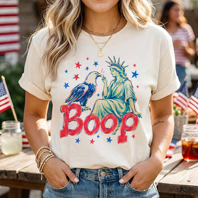 Funny Statue of Liberty Eagle Shirt, Boop Patriotic Boop Tee, Fourth of July USA Shirt, Liberty and Eagle Graphic Tee
