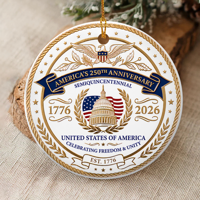 Celebrating 250 Years of Freedom – Personalized Ornament, Patriotic American Eagle Keepsake, 1776–2026 Semiquincentennial Gift