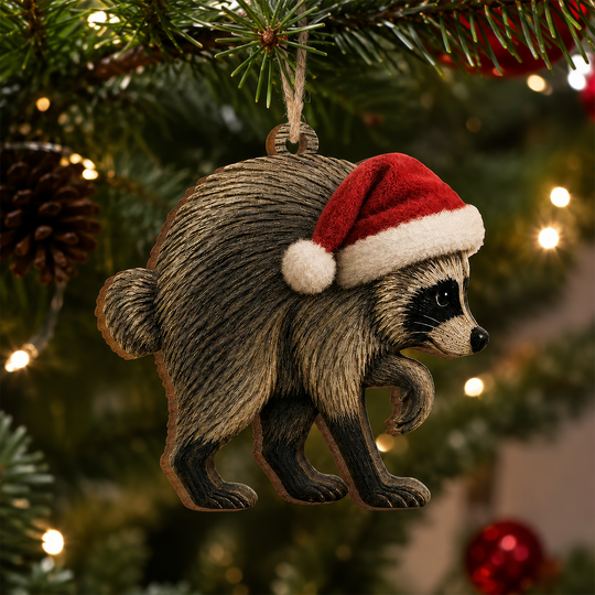 Jimothy Wooden Ornament, Viral Seattle Raccoon Christmas Decor, Custom Raccoon Christmas Ornament, Funny Wildlife Lover Gift, Jimothy the Raccoon Ornament