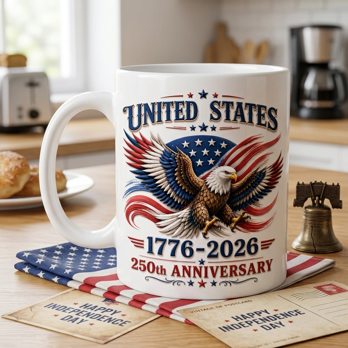 United States 250th Anniversary Eagle 3D Effect Mug, Anniversary Patriotic Eagle Mug, Happy Independence Day 3D Mug, Patriotic Eagle 1776–2026 3D Effect Mug