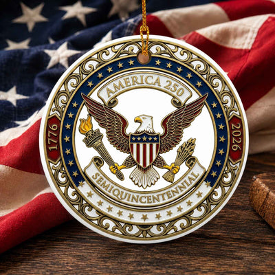 America 250 Ornament, Semiquincentennial 1776-2026 Ceramic Ornament, USA 250th Anniversary Gift, Patriotic Eagle Ornament