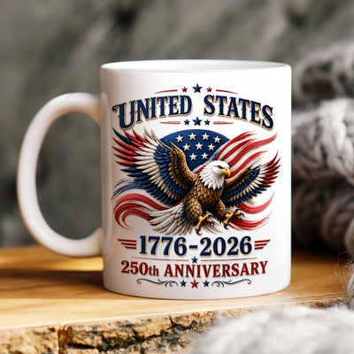 United States 250th Anniversary Eagle 3D Effect Mug, Anniversary Patriotic Eagle Mug, Happy Independence Day 3D Mug, Patriotic Eagle 1776–2026 3D Effect Mug