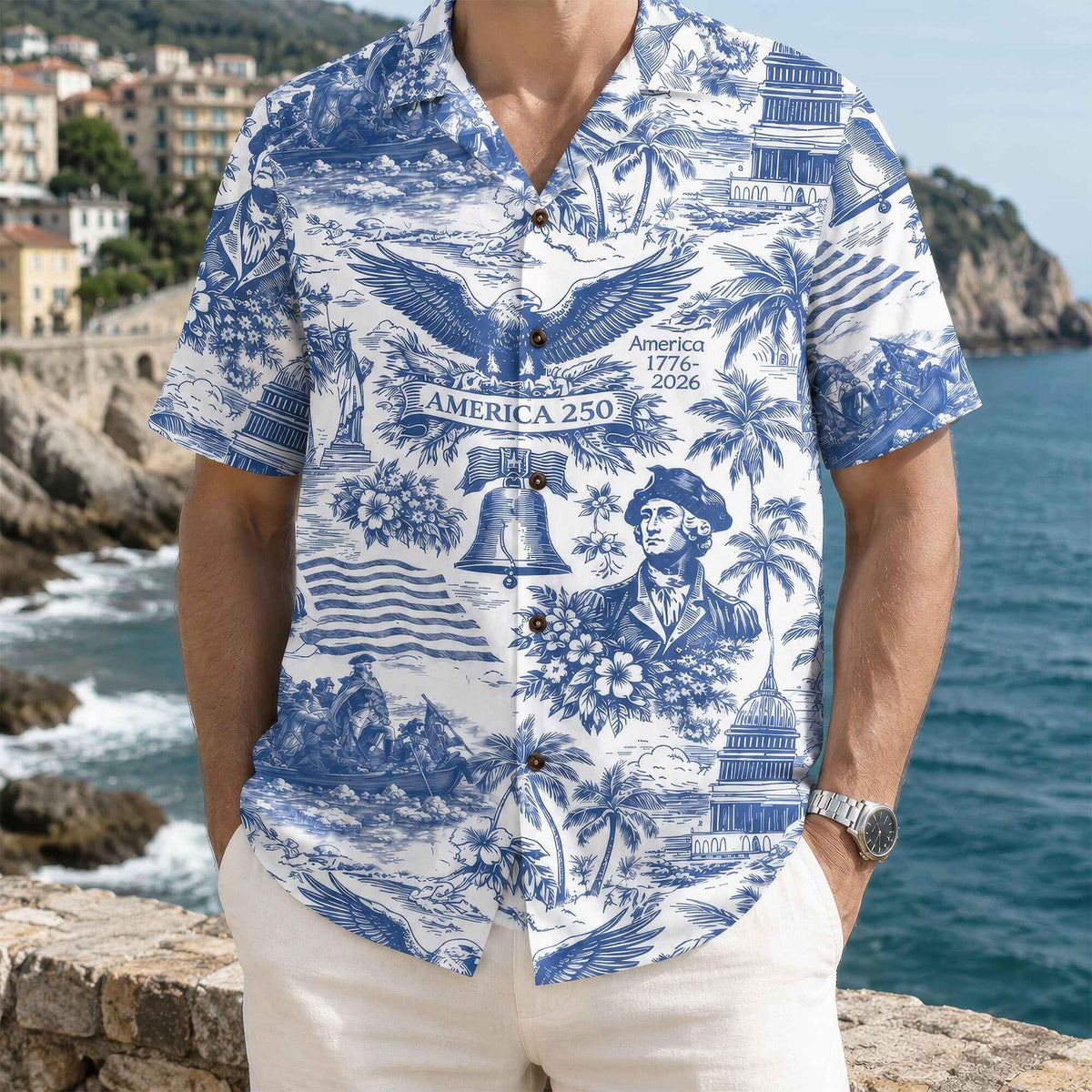 America 250 Hawaiian Shirt 1776 - 2026, Vintage Patriotic Shirt, 250 Years of America Celebration Hawaii Shirt