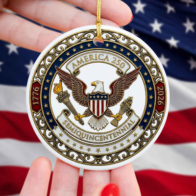 America 250 Ornament, Semiquincentennial 1776-2026 Ceramic Ornament, USA 250th Anniversary Gift, Patriotic Eagle Ornament