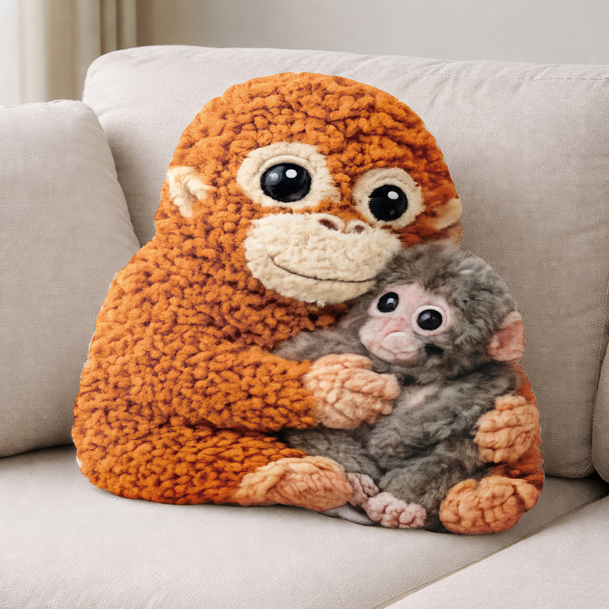 Little Punch Wrapped In A Loving Hug Pillow, Gift For Animal Lovers, Viral Punch Monkey Stuff