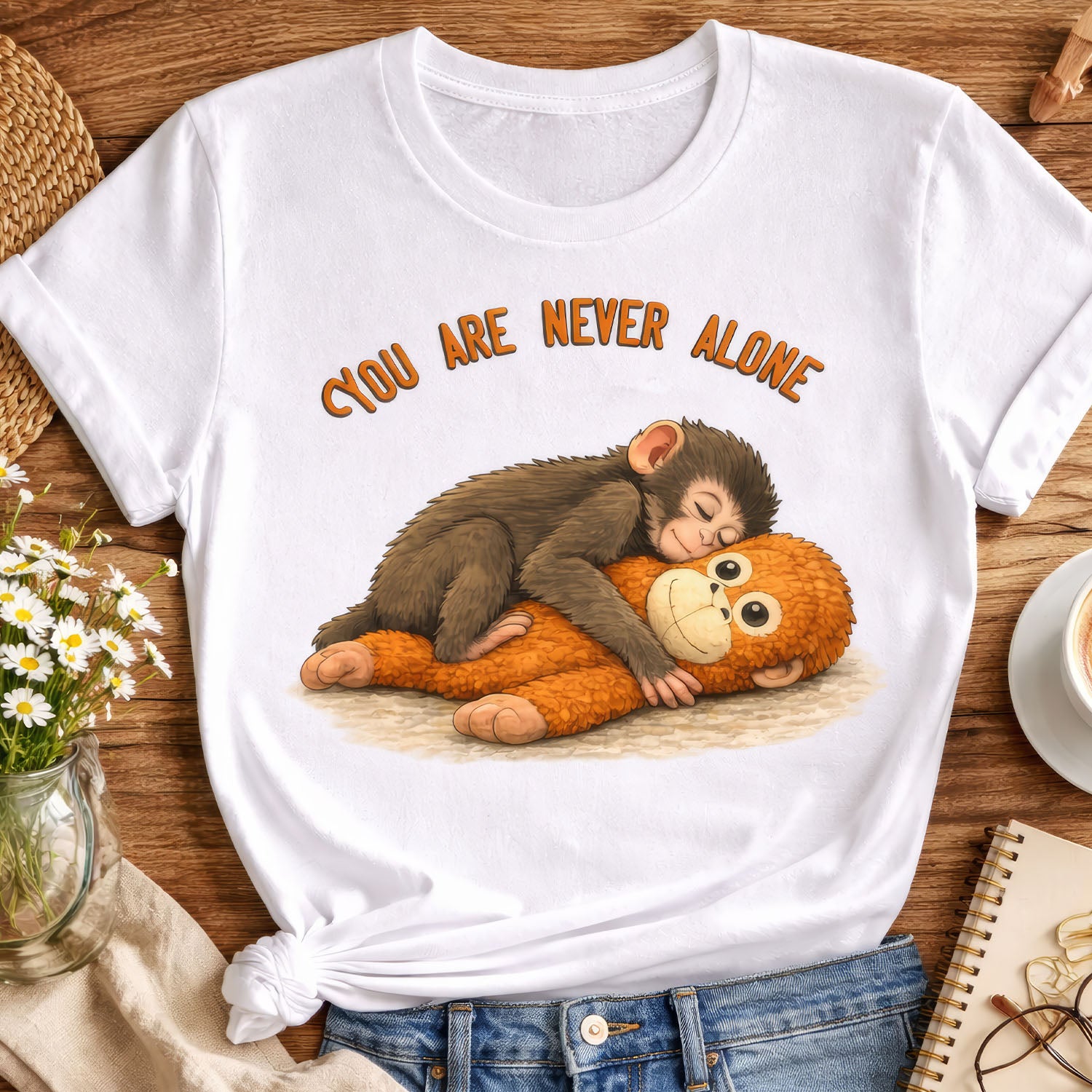 Punch Monkey You Are Never Alone - Personalized T-shirt, Gift For Animal Lovers, Team Punch Gift