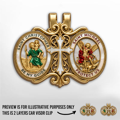 Saint Christopher & Saint Michael Road Guardian - Car Visor Clip, Catholic Gift, Faith & Protection Gift