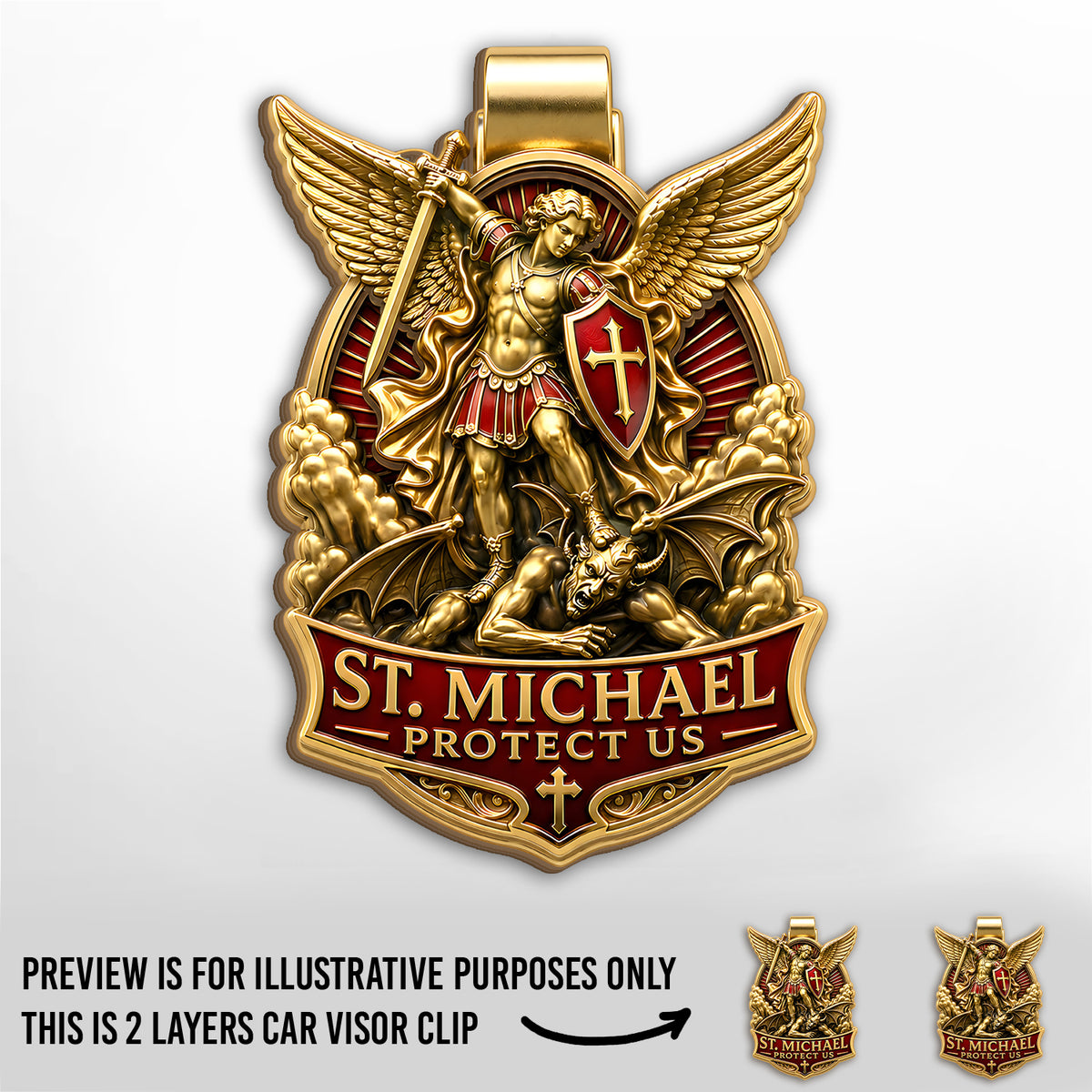 St. Michael, Defender Of The Faith - Car Visor Clip, Catholic Gift, Faith &amp; Protection Gift