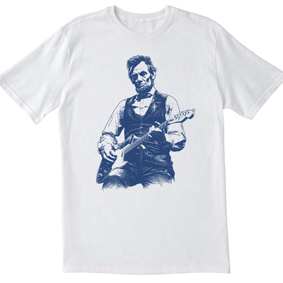 Blue Toile President Abraham Lincoln Playing Guitar T-Shirt, Abe Lincoln Shirt, Funny History Music Lover Gift, Vintage Political Humor Tee