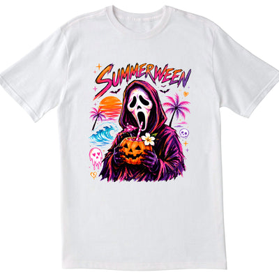 Spooky But Make It Tropical - Personalized T-shirt, Summerween Shirt, Retro Horror Summer Tee