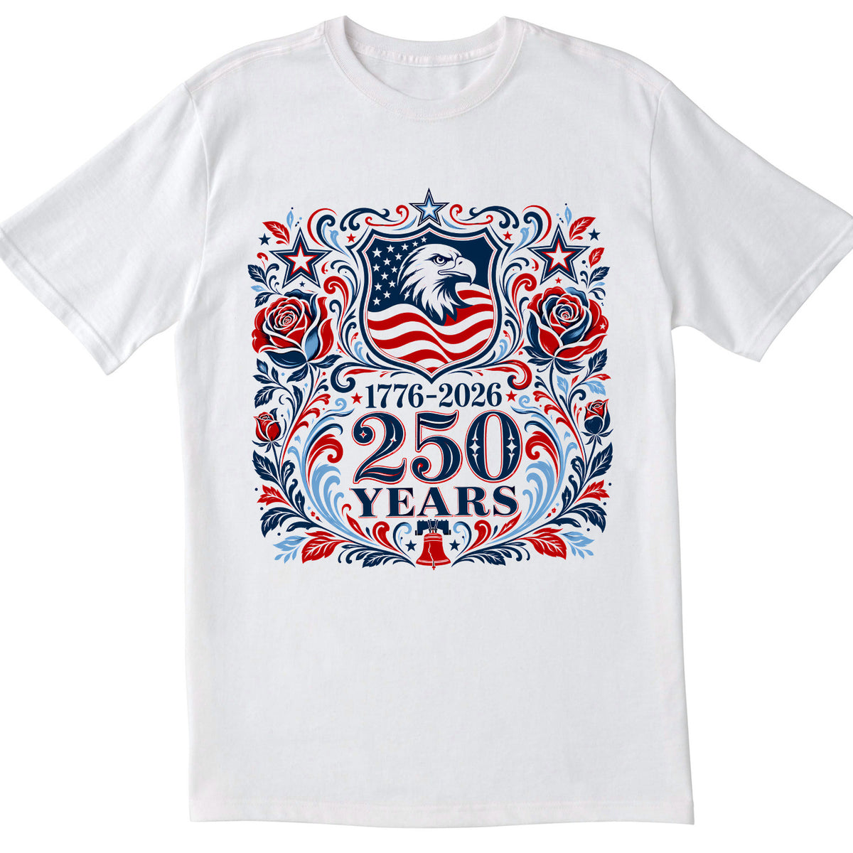 250th America Anniversary T-Shirt, Retro 4th of July Floral USA Shirt, Patriotic American Flag Tee, Vintage Independence Day Shirt