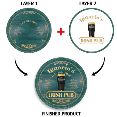 Irish Pub, Clover Sign - Personalized Round Wooden Sign, St. Patrick's