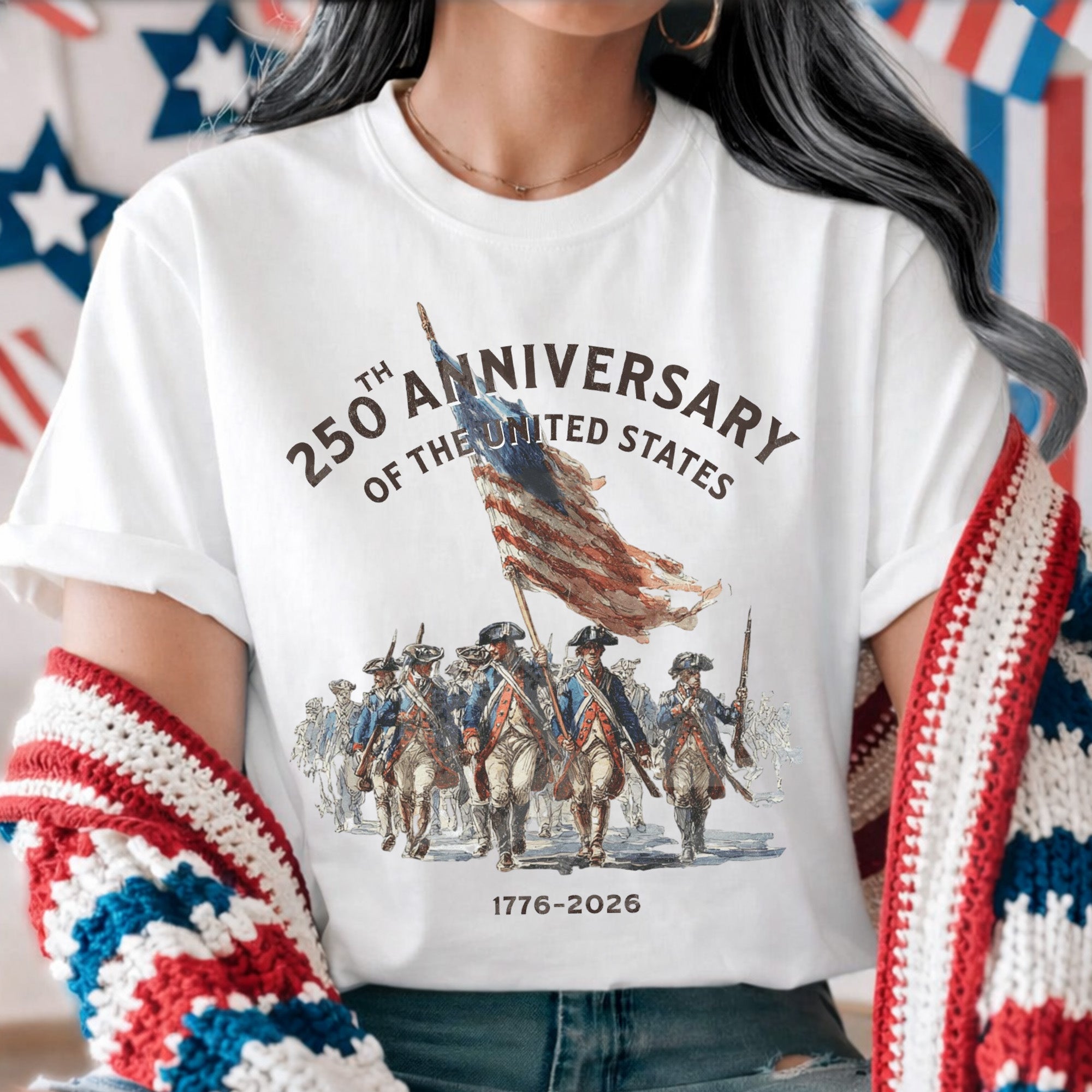 Born In Revolution, United In Freedom - Personalized T-shirt, USA 250th Anniversary Gift, Revolutionary War Soldiers Shirt