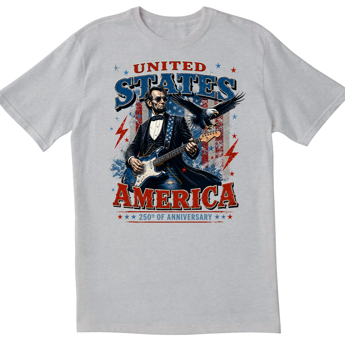 Abraham Lincoln Guitar Shirt, United States of America 250th Anniversary Shirt, Patriotic Rock Guitar Tee, USA Independence Day Shirt